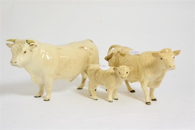 Lot 127 - Beswick Cattle Comprising: Charlolais Bull, model No. 2463A, Charolais Cow, model No. 3075A and...