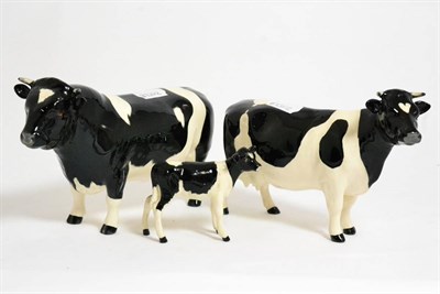 Lot 130 - Beswick Cattle Comprising: Friesian Bull Ch. ";Coddington Hilt Bar";, model No. 1439A, Friesian Cow