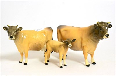 Lot 138 - Beswick Cattle Comprising: Jersey Bull Ch.";Dunsley Coy Boy";, model No. 1422, Jersey Cow Ch....