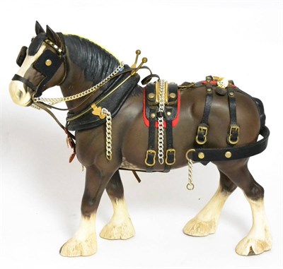 Lot 139 - Beswick Clydesdale (First Version), Harnessed Horse, model No. 2465, chocolate brown matt