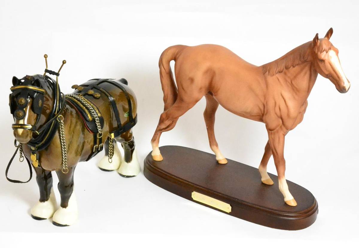 Lot 140 - Beswick Connoisseur Horse The Minstrel, model No. 2608, on wooden plinth and Burnham Beauty,...