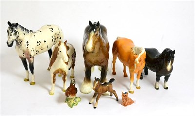 Lot 145 - Beswick Horses Comprising: Pinto Pony, second version, model No. 1373, skewbald gloss, Shetland...