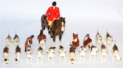 Lot 148 - Beswick Hunting Group Comprising: Huntsman, model No. 1501, style two, brown gloss, with three...