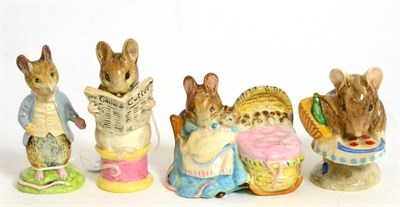 Lot 158 - Beswick Beatrix Potter Figures Comprising: 'Appley Dapply', first version, bottle out, 'Tailor...