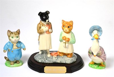 Lot 163 - Beswick Beatrix Potter 'Jemima Puddleduck', first version, first variation and 'Tom Kitten',...