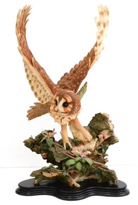 Lot 173 - Country Artists Owl Model 'Vision of Dawn' by David Ivey, limited edition 32/250, on wood base,...