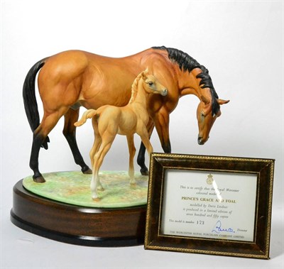 Lot 203 - Royal Worcester 'Prince's Grace and Foal', (1970), model No. RW3871 by Doris Lindner, limited...