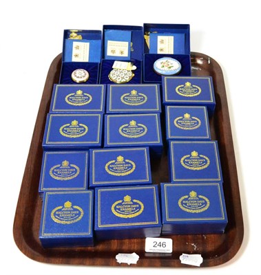 Lot 246 - ~A collection of fifteen Halcyon Days enamel boxes, cased