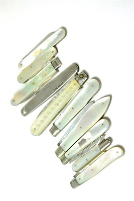 Lot 262 - Ten silver fruit/pocket knives