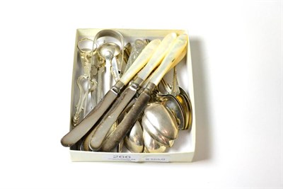 Lot 266 - Assorted silver cutlery including teaspoons and sugar tongs