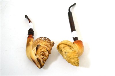 Lot 306 - Two meerschaum pipes; bearded man and mask