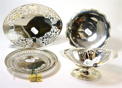 Lot 335 - Four assorted silver bonbon dishes/coasters