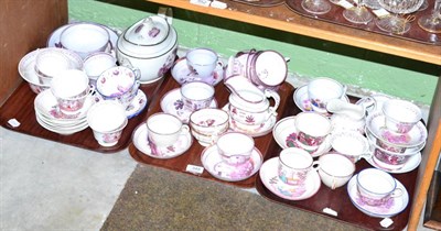 Lot 349 - Three trays of 19th century pink lustre teawares