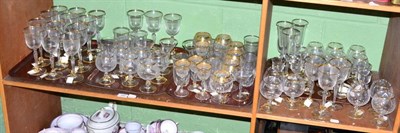 Lot 352 - ~A collection of Josephinenhutte table glasswares (qty on two shelves)