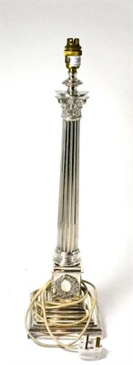 Lot 356 - A silver plated corinthian columnar table lamp