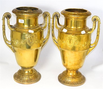 Lot 358 - ~A large pair of French gilt-metal vases in the Neo-Classical style (2)