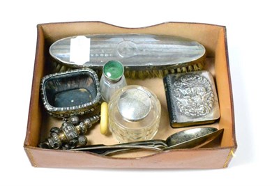 Lot 375 - A silver baby's rattle and a collection of silver items