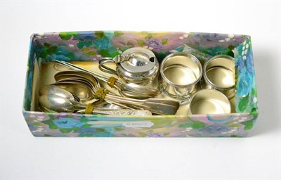 Lot 376 - Silverware including teaspoons, napkin ring, mustard pot etc