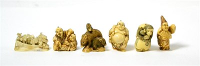 Lot 378 - A set of six Japanese netsuke