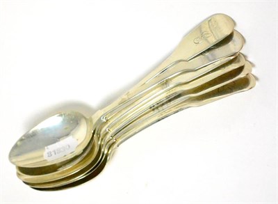 Lot 394 - Two Irish silver serving spoons and four other silver serving spoons