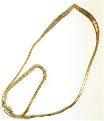 Lot 404 - A 9ct gold tri-colour bracelet and necklace