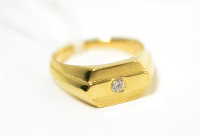 Lot 411 - A 9ct gold diamond set signet ring