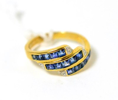 Lot 417 - ~A sapphire ring, stamped 750