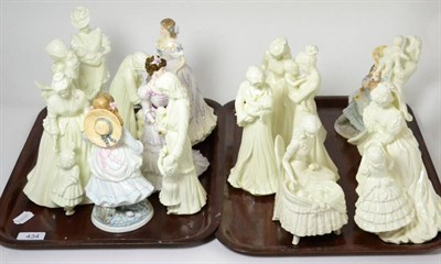 Lot 434 - A collection of Royal Worcester and Coalport figurines with certification (on two trays)