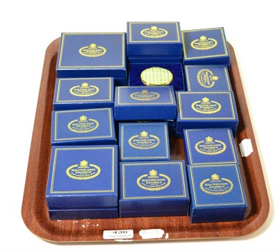 Lot 436 - ~A collection of fourteen Halcyon Days enamel boxes, cased