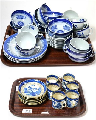 Lot 443 - A Spode ";Fitzhugh Blue"; part service and a Willow coffee set (on two trays)