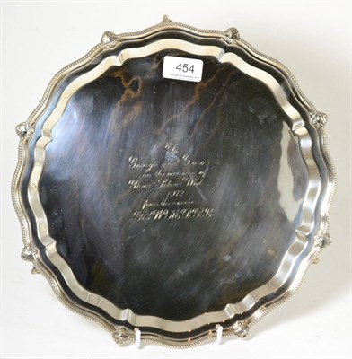 Lot 454 - A silver salver engraved and dated 1972