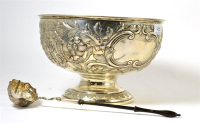 Lot 455 - Silver punch bowl and ladle