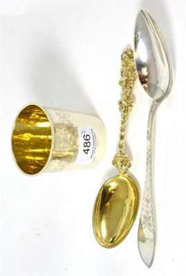 Lot 486 - An early 19th century silver gilt spoon, London 1833, a Danish silver tablespoon and a 19th century