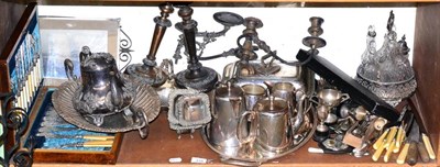 Lot 518 - A quantity of plated wares, condiment set, tray etc