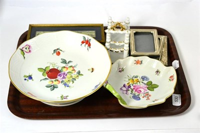 Lot 530 - Sundry items comprising Herend bowl and leaf dish, four Persian miniatures, champagne tap and other