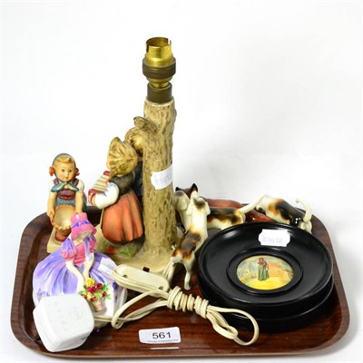 Lot 561 - A pair of Royal Doulton Shakespeare series framed roundels, Beswick pottery, Hummel figures, etc