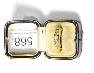 Lot 568 - An 18ct gold pearl and diamond ring