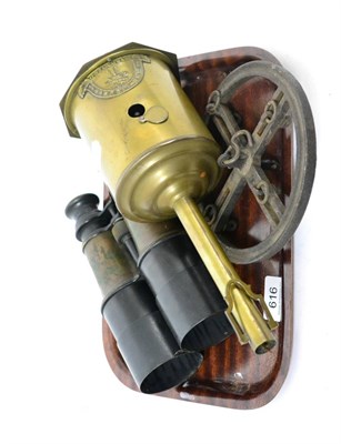 Lot 616 - Linwool spit jack and a pair of binoculars