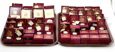 Lot 619 - ~A collection of Staffordshire enamel boxes (approx 50) (on two trays)