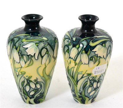 Lot 630 - A modern Moorcroft Nivalis pattern vase, designed by Rachel Bishop, impressed factory marks, 16.5cm