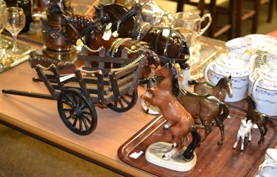 Lot 659 - Four Beswick foals, a Beswick horse, two shire horses and a figure of a horse