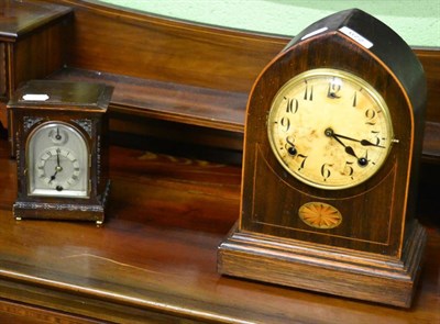 Lot 672 - Edwardian mantel clock and a timepiece retailed by Goldsmiths & Silversmiths Co. Ltd