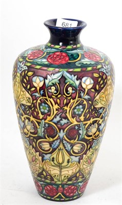 Lot 681 - A modern Moorcroft Bullerswood pattern vase, designed by Rachel Bishop, impressed factory...