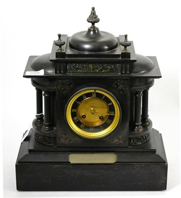 Lot 689 - A slate mantel clock, J Stalker, Carlisle