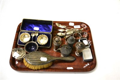 Lot 695 - Assorted silver including condiments, cutlery, napkin rings etc