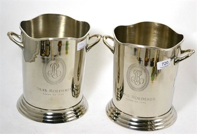 Lot 720 - A pair of Louis Roederer plated champagne coolers/ice buckets