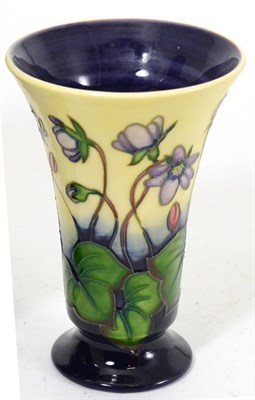 Lot 728 - A modern Moorcroft Hepatica pattern vase, designed by Emma Bossons, impressed factory marks,...