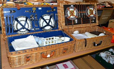 Lot 1012 - ~Two wicker picnic hampers with contents