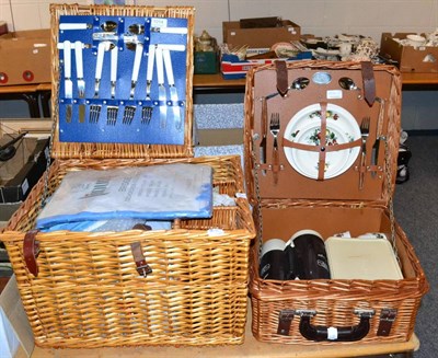 Lot 1014 - ~Two wicker picnic hampers with contents