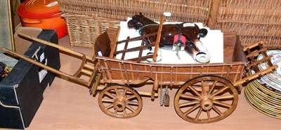 Lot 1017 - Scratch built wooden model of East Anglian wagon with ceramic horse